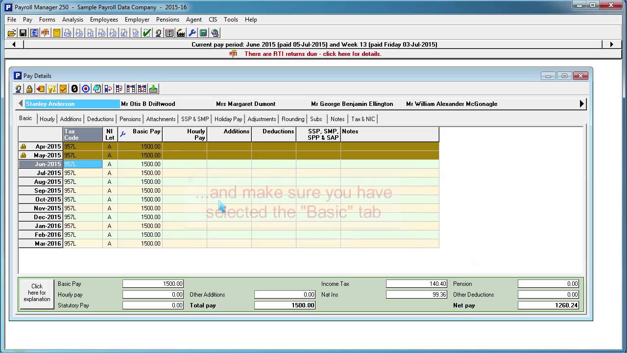 Changing employee tax code in Payroll Manager