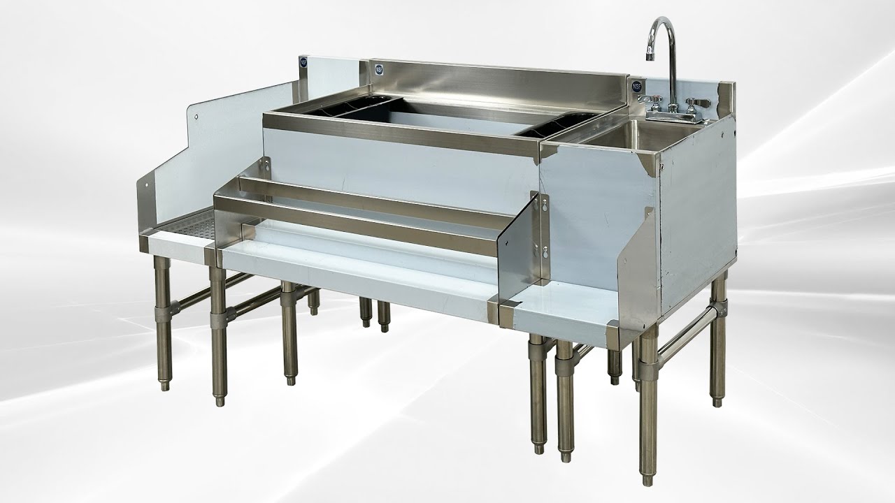 Cocktail Station  Ice Bin, Stainless Steel Underbar Ice Bin Station Ice Blender Shelf  BS123612