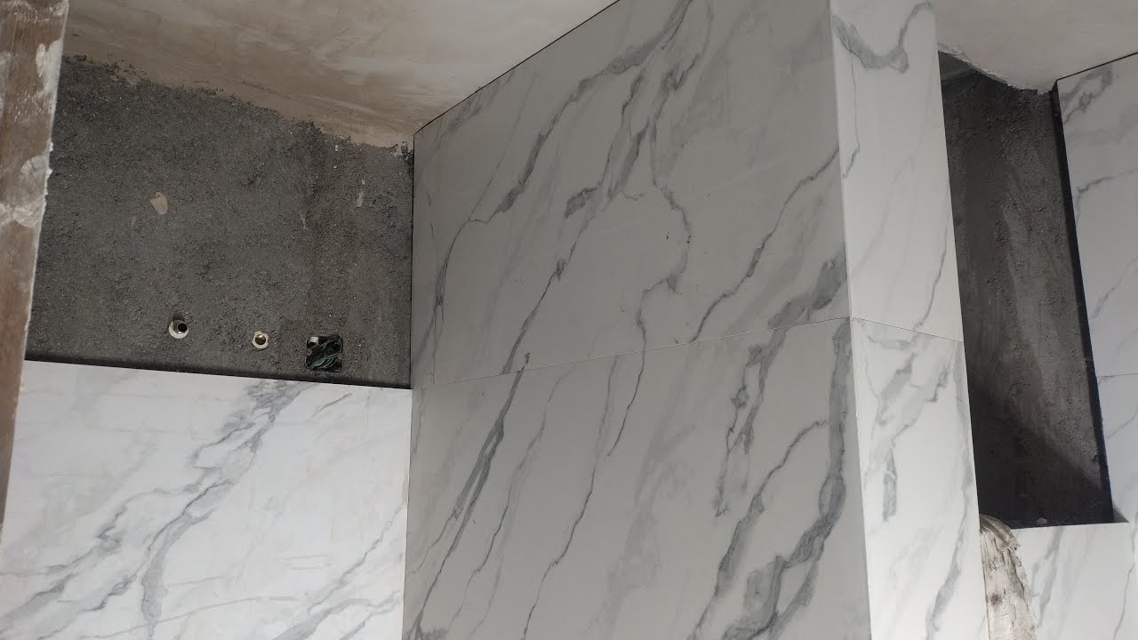 live install wall bathroom satvaryo tiles design size 24x48 design work