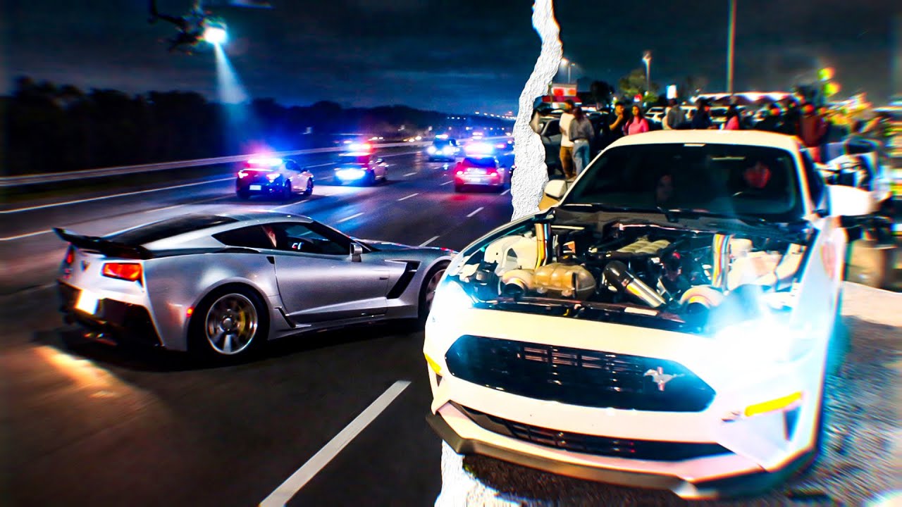 Loud Cars Full Sends In Front Of Cops !! (Cops didn’t chase)