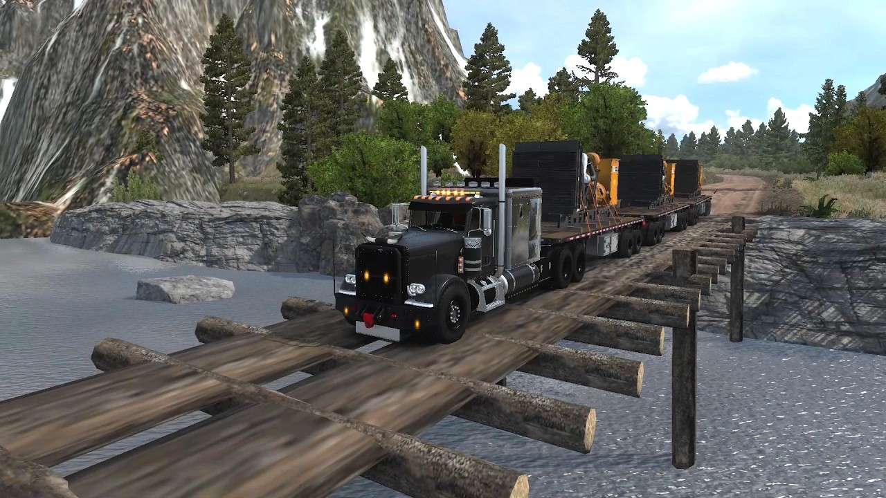 Truck: Haterbilt 389. Trailer: Triple planas. Carga: Maquinaria Agricola - ATS 2026 02 10 15 46 15