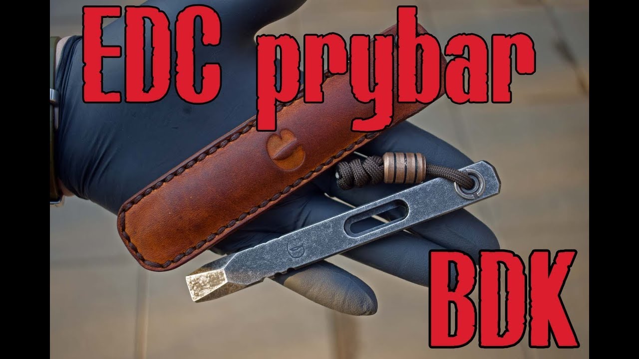 EDC prybar with leather pocket slip and laynard bead :)