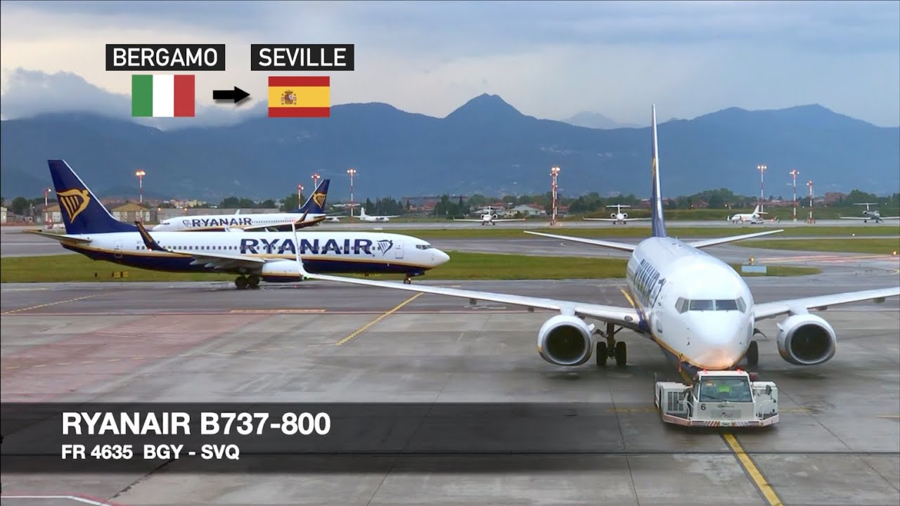 TRIP REPORT | Ryanair B737-800 | Milan Bergamo BGY ✈ Seville | Takeoff in the storm!