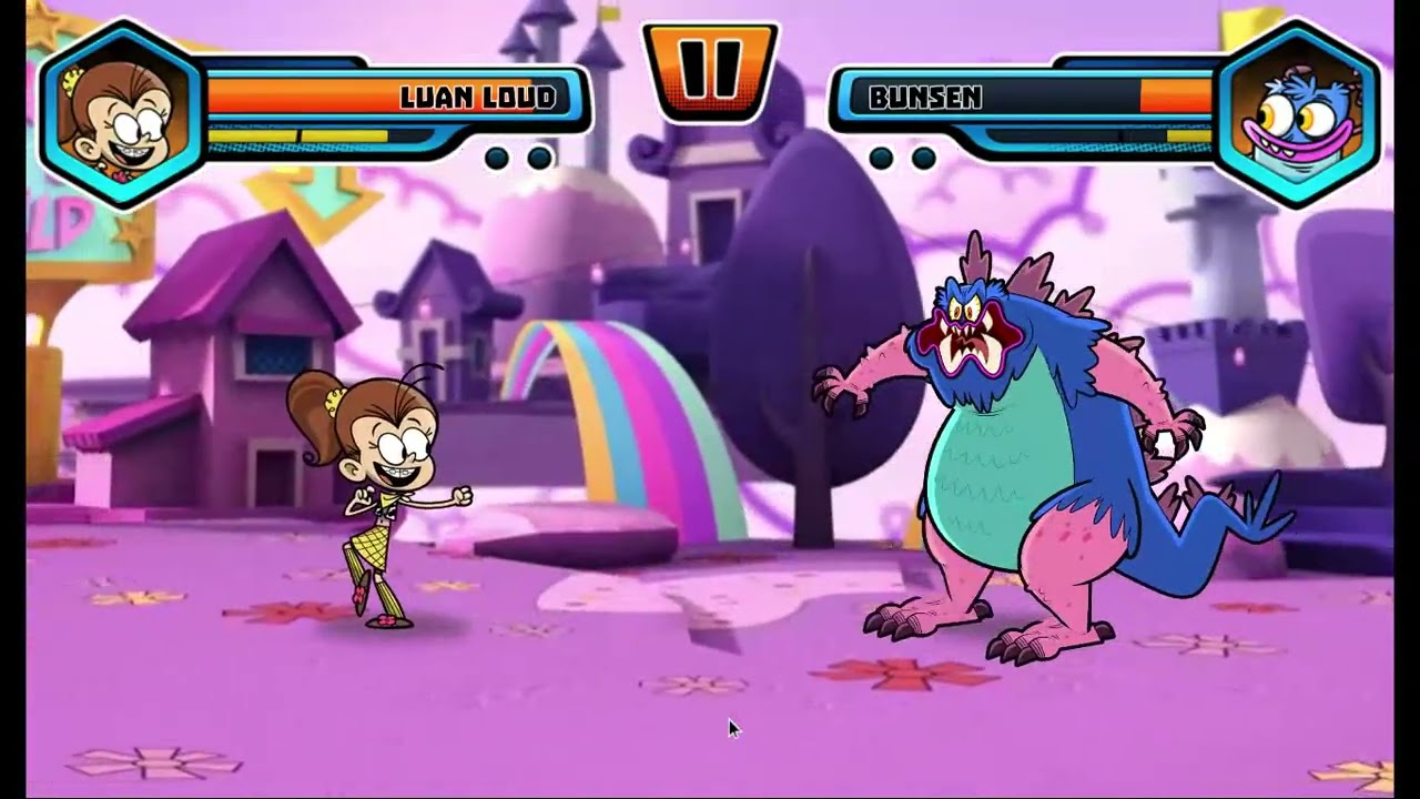 Super Brawl World Luan Loud vs Bunsen