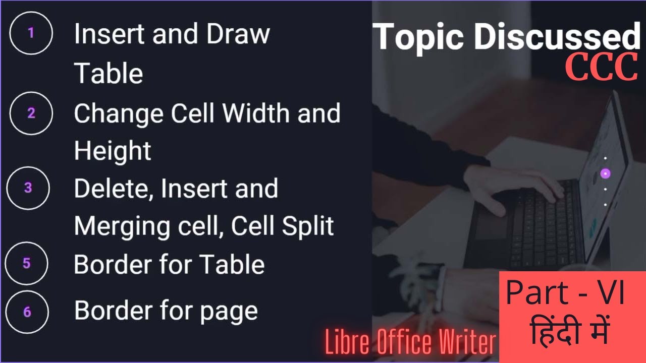 Libreoffice writer tutorial in hindi Part - 6 | Insert Table, Page Border in Libreoffice writer