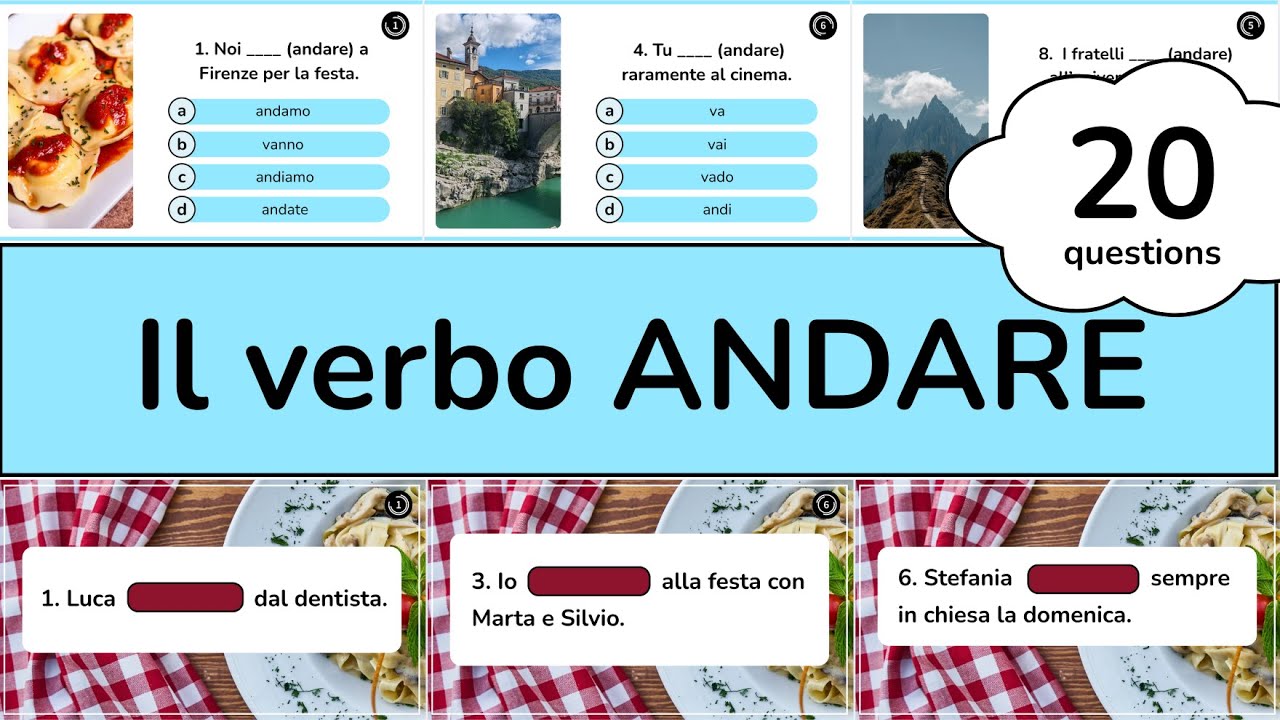 Beginner Italian Verb Conjugation Quiz - IL VERBO ANDARE - Level A1 - Italian for Complete Beginners
