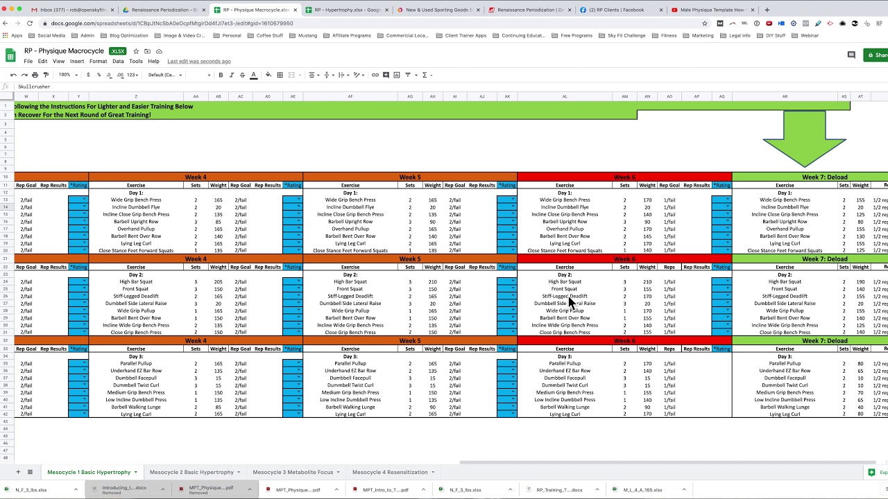 Renaissance Periodization Templates - Convert Excel Templates to Google Sheet Tutorial