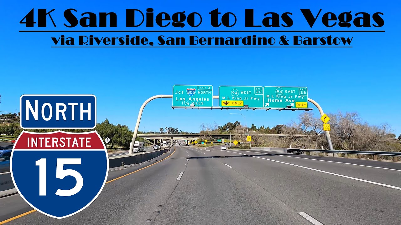4K San Diego to Las Vegas.  I 15 North.  Interstate 15 North