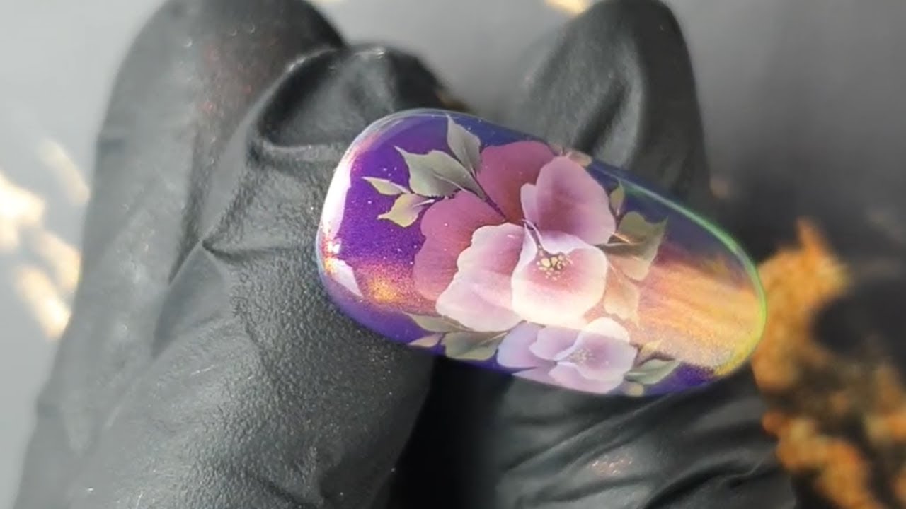 Zdobienie One Stroke + Holo Effect || Nail Art by Natalia Larina