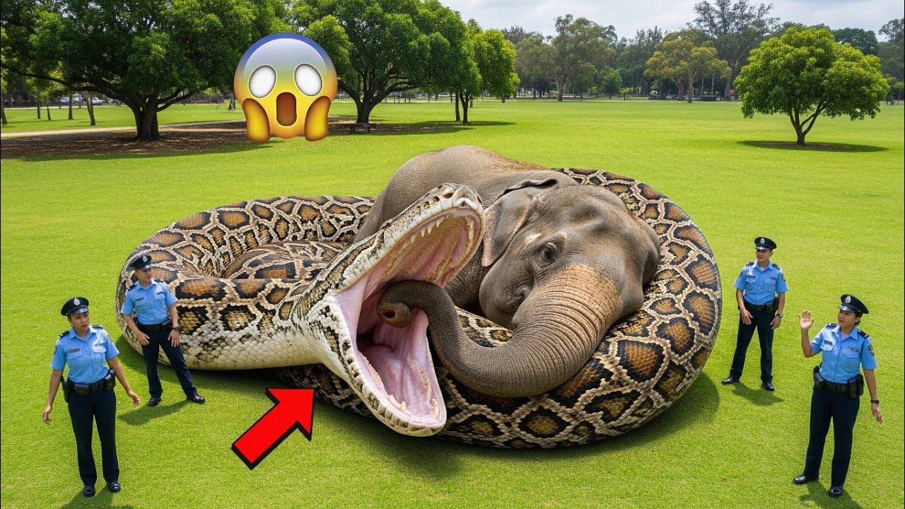 Brave Heroes police team in white uniform Face GIANT SNAKE in EPIC Battle to Save Mother Elephant