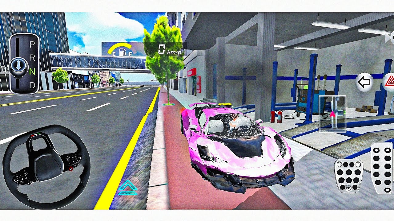 New Pink Crashed Lamborghini at Repair Shop in 3D Driving Class - Android Gameplay 