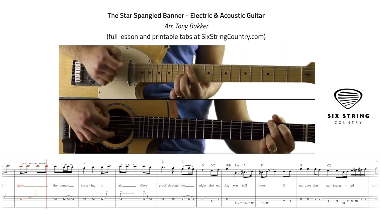 The Star Spangled Banner for Electric & Acoustic Guitar - Scrolling Sheet Music