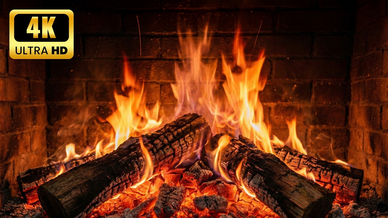 🔥4K Burning Fireplace: Cozy Crackling Logs & Cozy Fire for 6 Hours