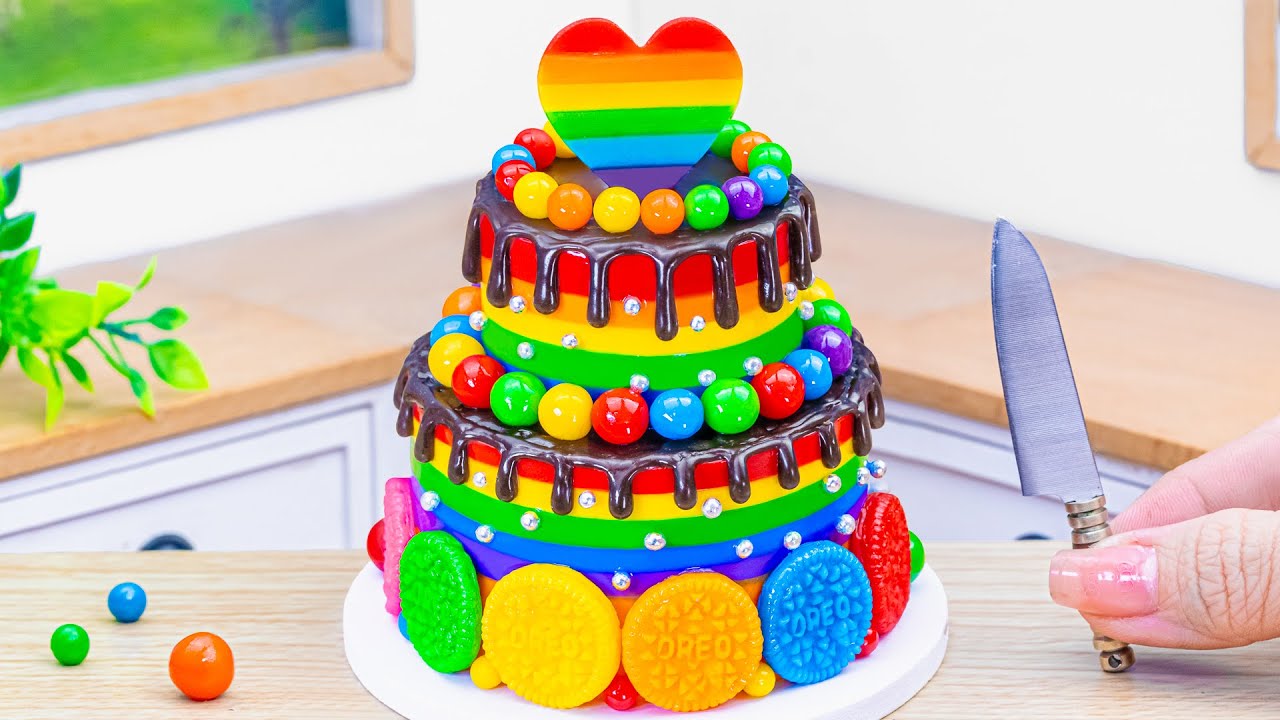 Amazing Rainbow Oreo Drip Cake 🍭🍫 Satisfying Colorful Drip Cake Decorating | Wonder Cake