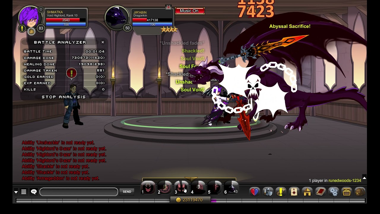 AQW - Void Highlord vs 1 million HP boss