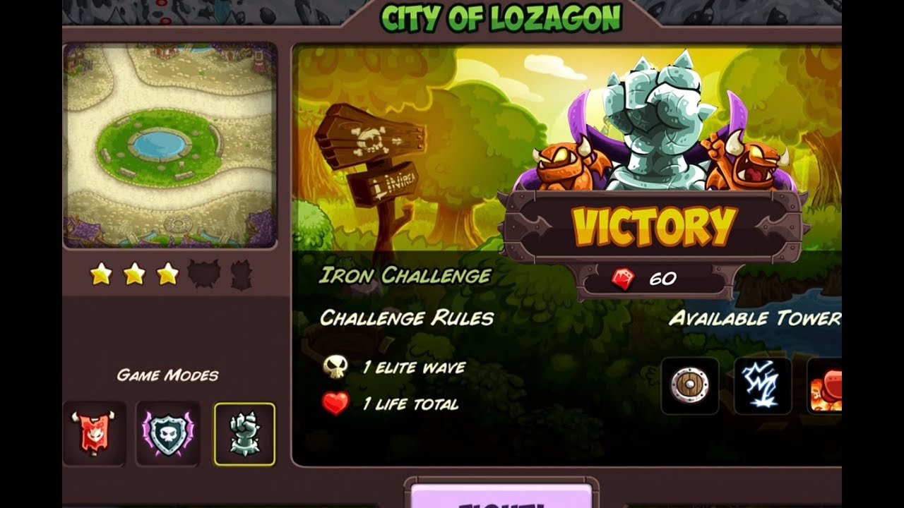 Kingdom Rush Vengeance - Iron Challenge - City of Lazogan IMPOSSIBLE