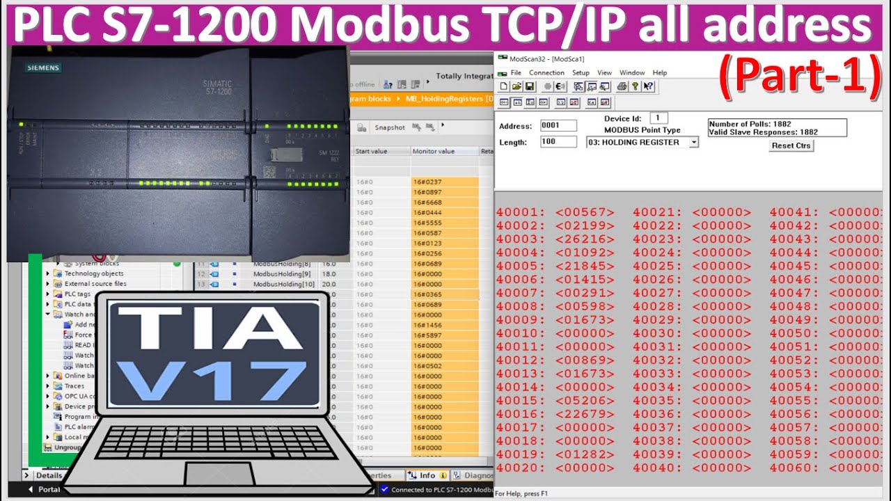 PLC S7-1200 Modbus TCP/IP all function code Part-1