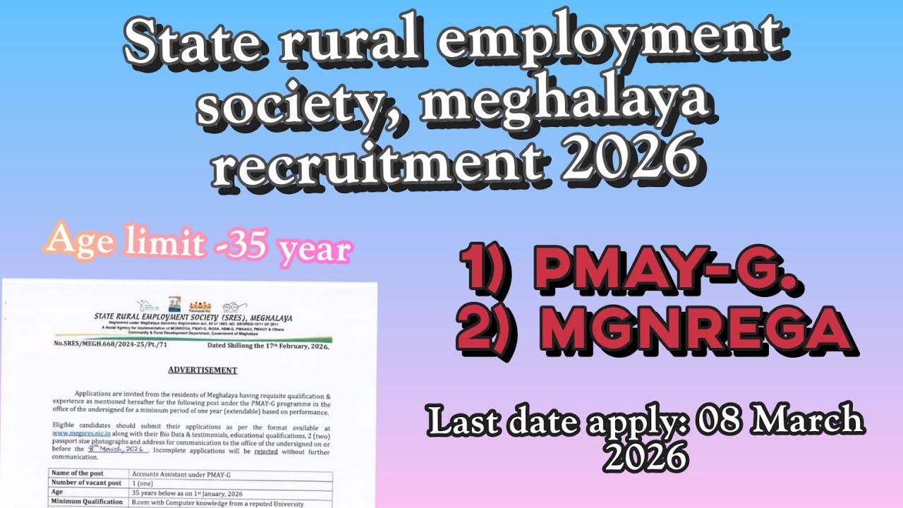 Meghalaya rural employment society recruitment advertisement information2026.