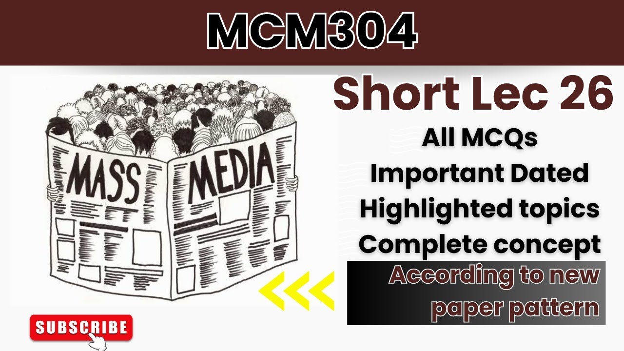 MCM304 Short Lecture 26_Highlighted Questions_short Lectures_FinalTerm_Full Detail In Short Time