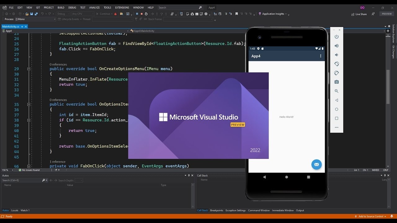 Первое приложение для Android в Visual Studio 2022 | Начало работы с Android Native