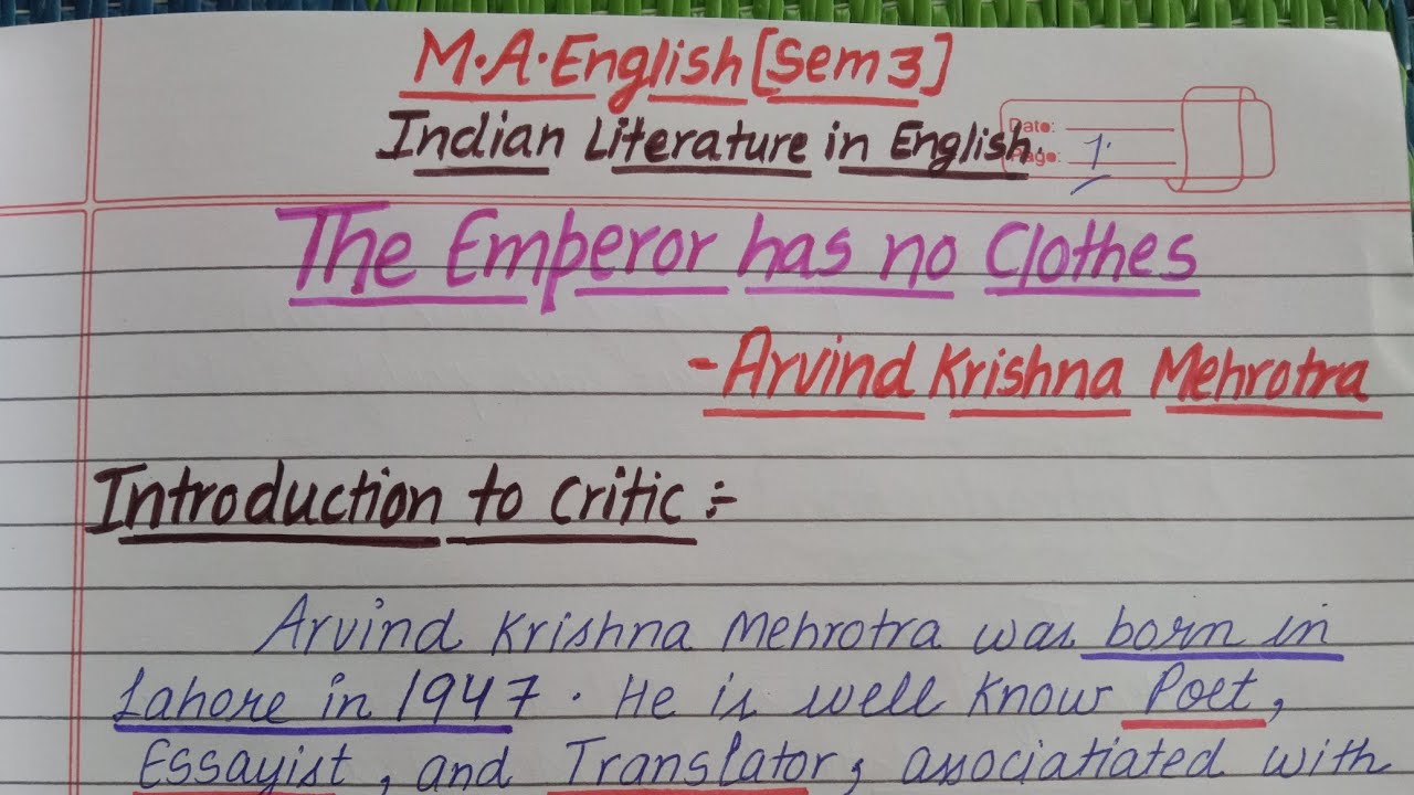 The Emperor has no clothes | A.K. Mehrotra | M.A.English Semester 3 | Indian Literature in English