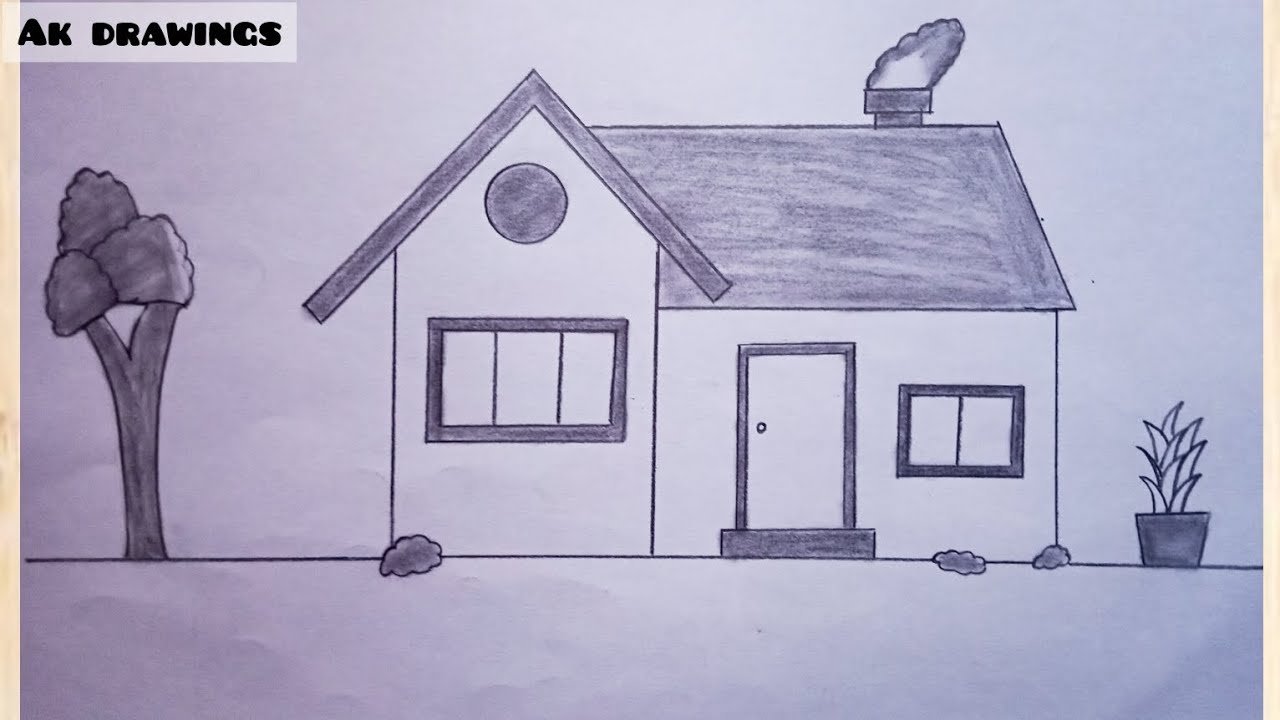 Beautiful house drawing | house drawing easy | how to draw house | chitra 