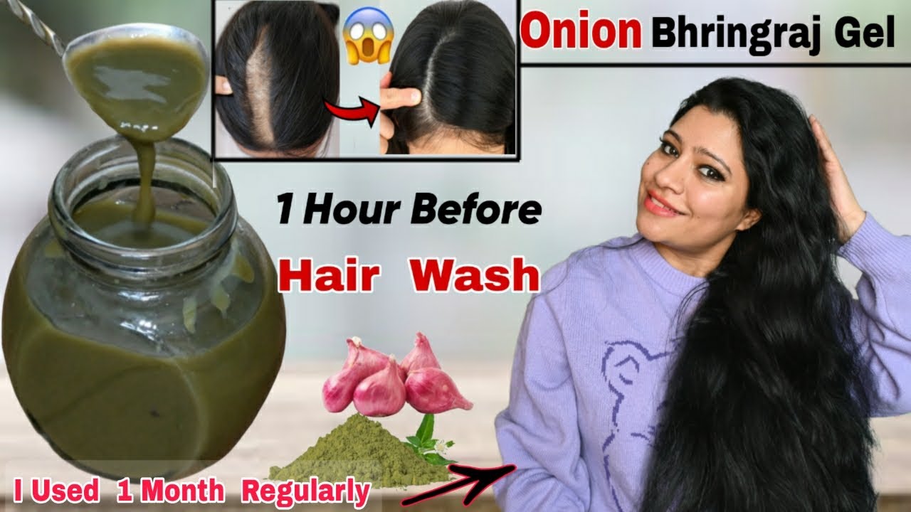 😲I Used This Onion Bhringraj Gel For 1 Month  Regularly Before Hair Wash And Got Surprising Result.