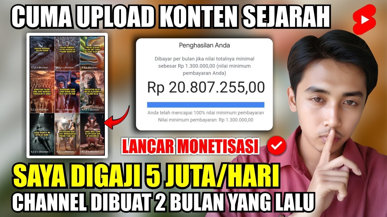 Begini Cara Saya Digaji 5 Juta/Hari dari Bikin Konten Cerita Sejarah di Shorts - Tutorial Youtube