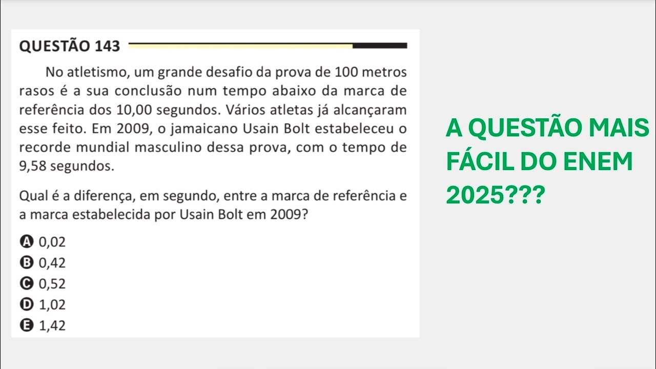 ENEM 2025 - Matemática - Questão 143 (Caderno Amarelo) - No atletismo, um grande desafio da prova de