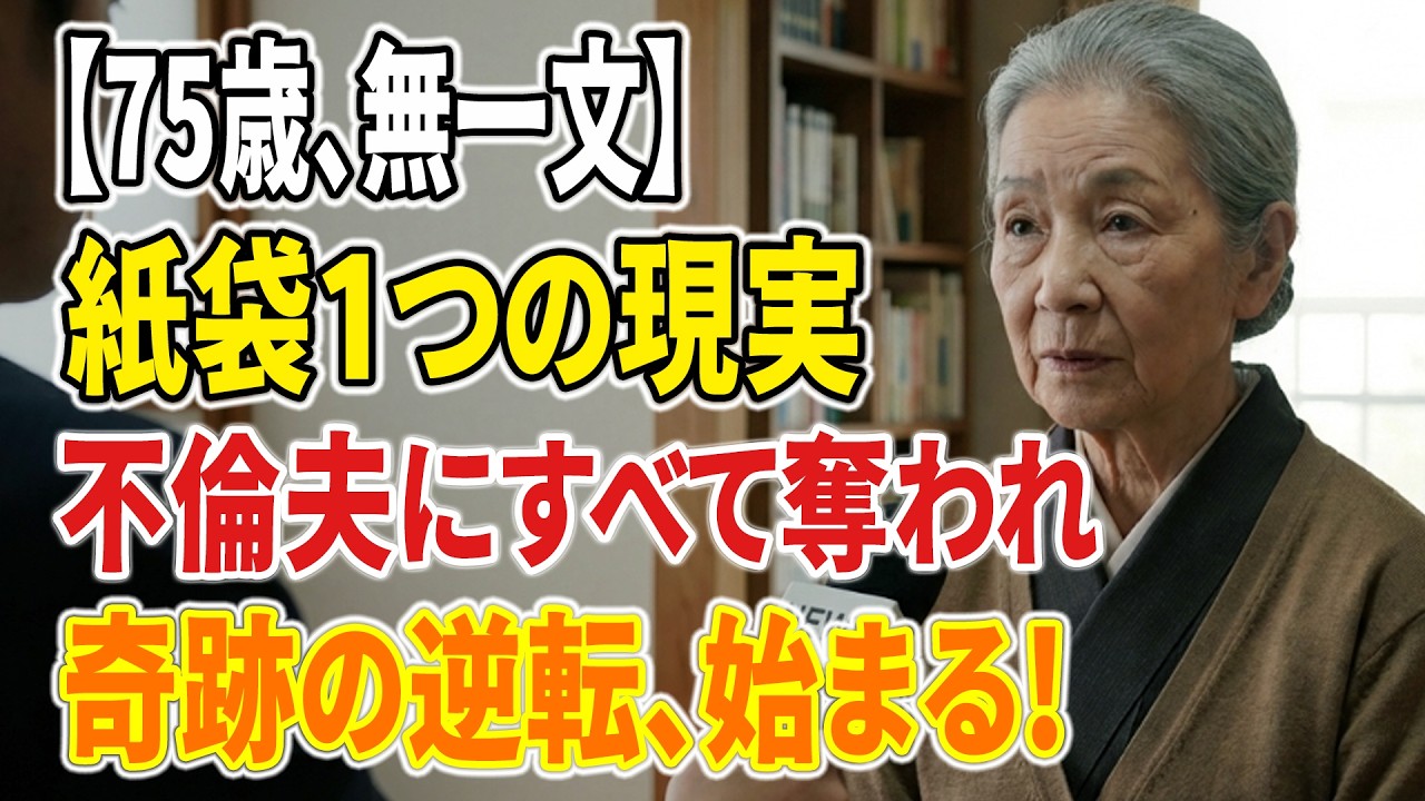 【現実の話】75歳で無一文、紙袋ひとつ──不倫夫に追放された私の人生が動き出した瞬間