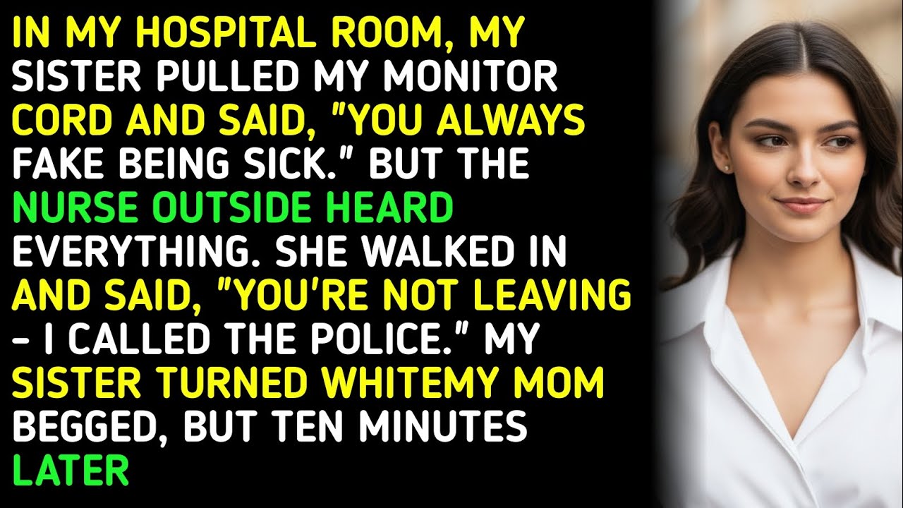IN MY HOSPITAL ROOM, MY SISTER PULLED MY MONITOR CORD AND SAID, 