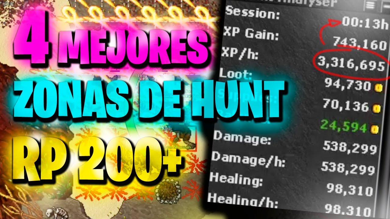 4 RESPAWNS de HUNT para RP 200+ | 3.3KK EXP/H | TIBIA en ESPAÑOL