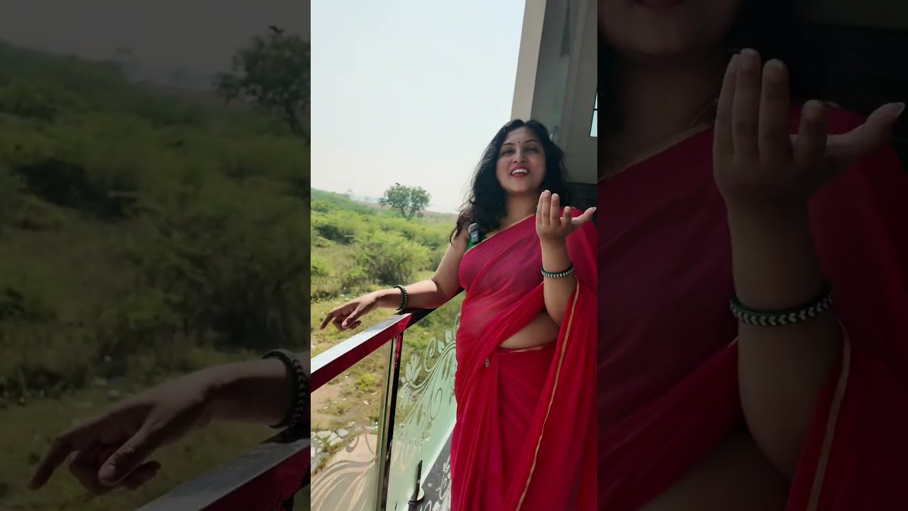 Classic Indian Look: Red Saree Paired with Green Blouse