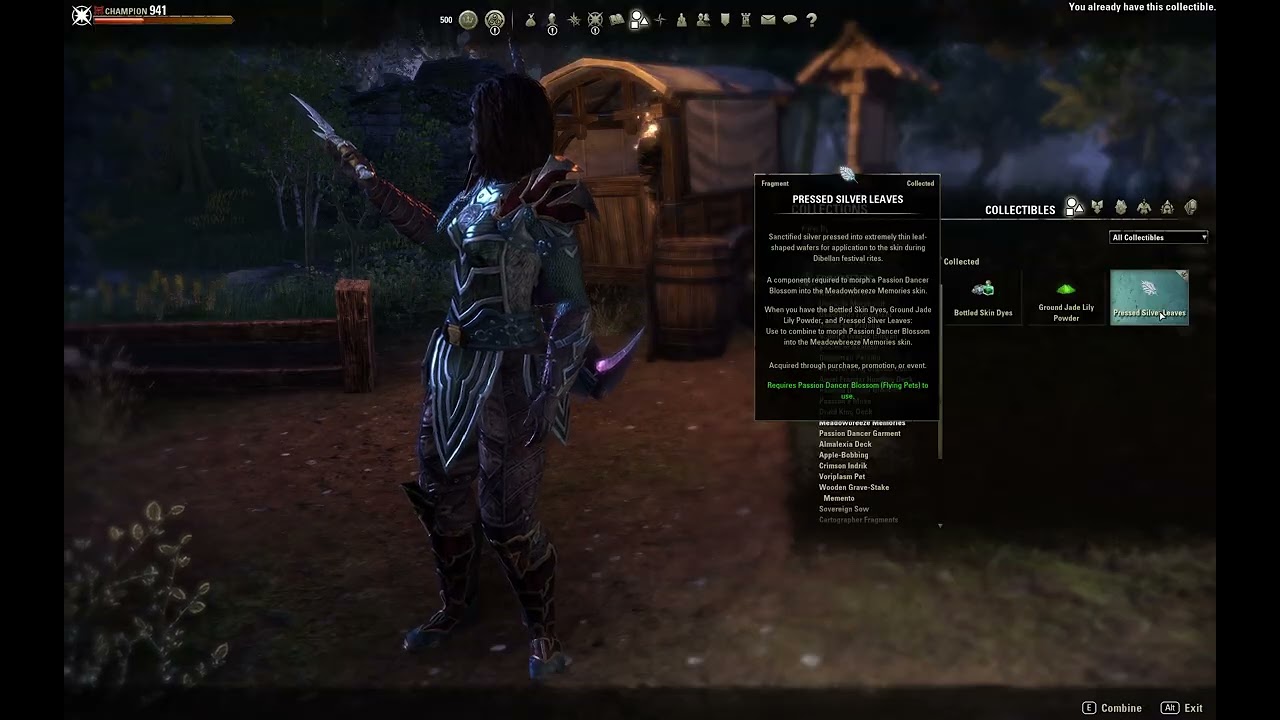 Elder Scrolls Online - morphing my Passion Dancer Blossom into Meadowbreeze Memories skin markings