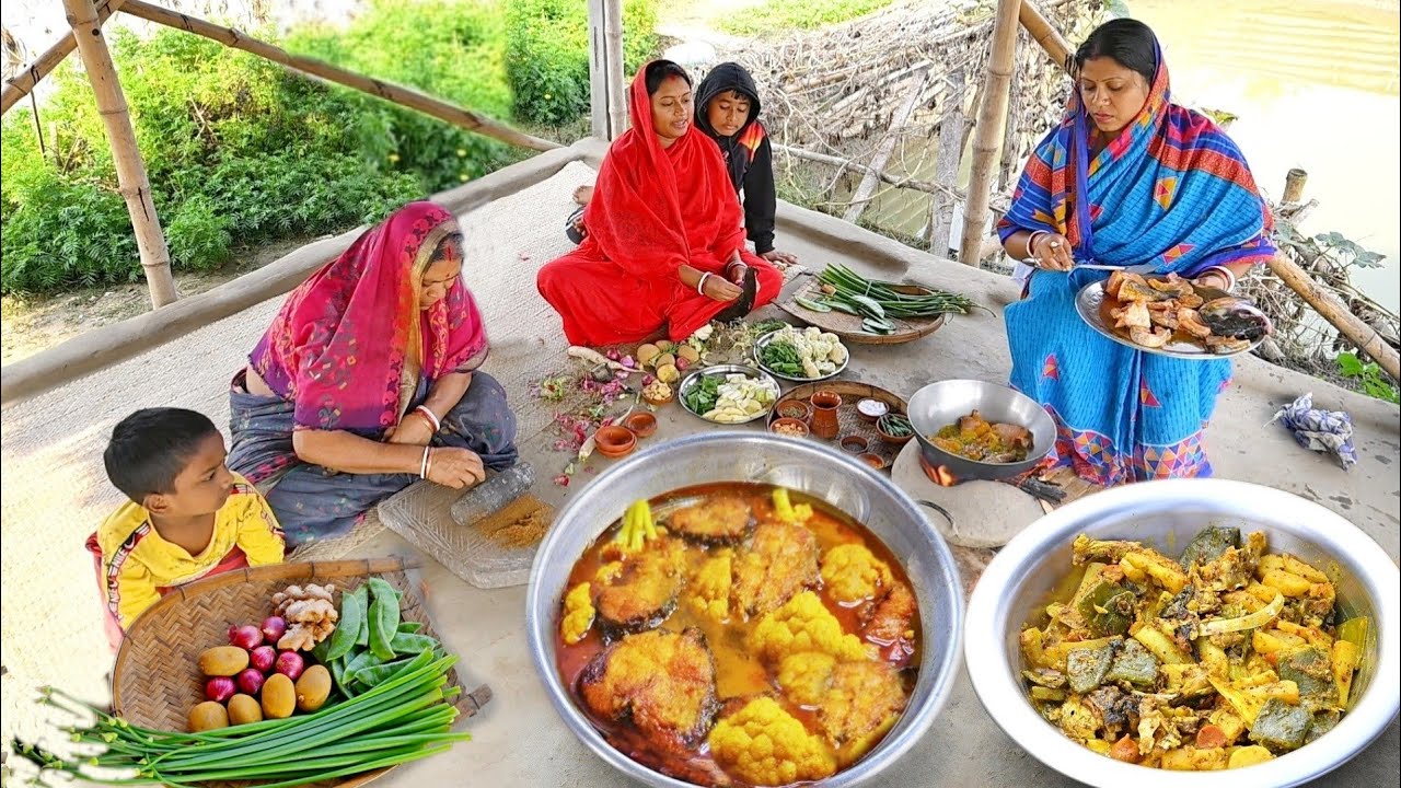 স্পেশাল মশলায় ফুলকপি দিয়ে কাতলা মাছের ঝোল  সাথে মাছের মাছের মাথা দিয়ে সবজি রান্না || fish curry