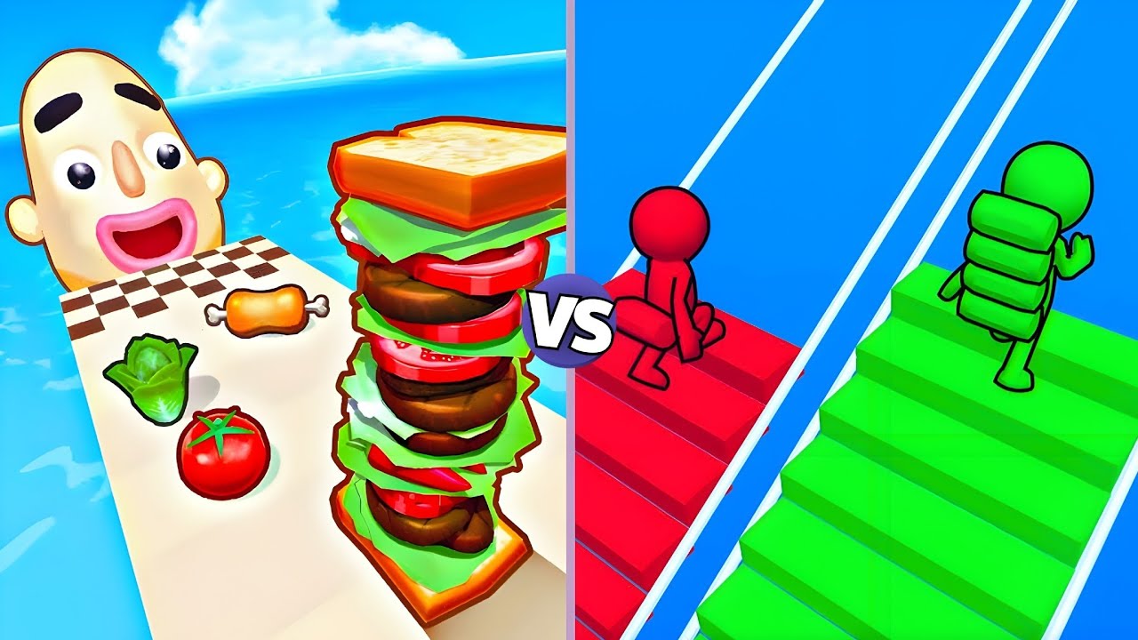 Sandwich Runner - Gameplay - Walkthrough vs Bridge Race | All Levels Android,iOS”Gameplay