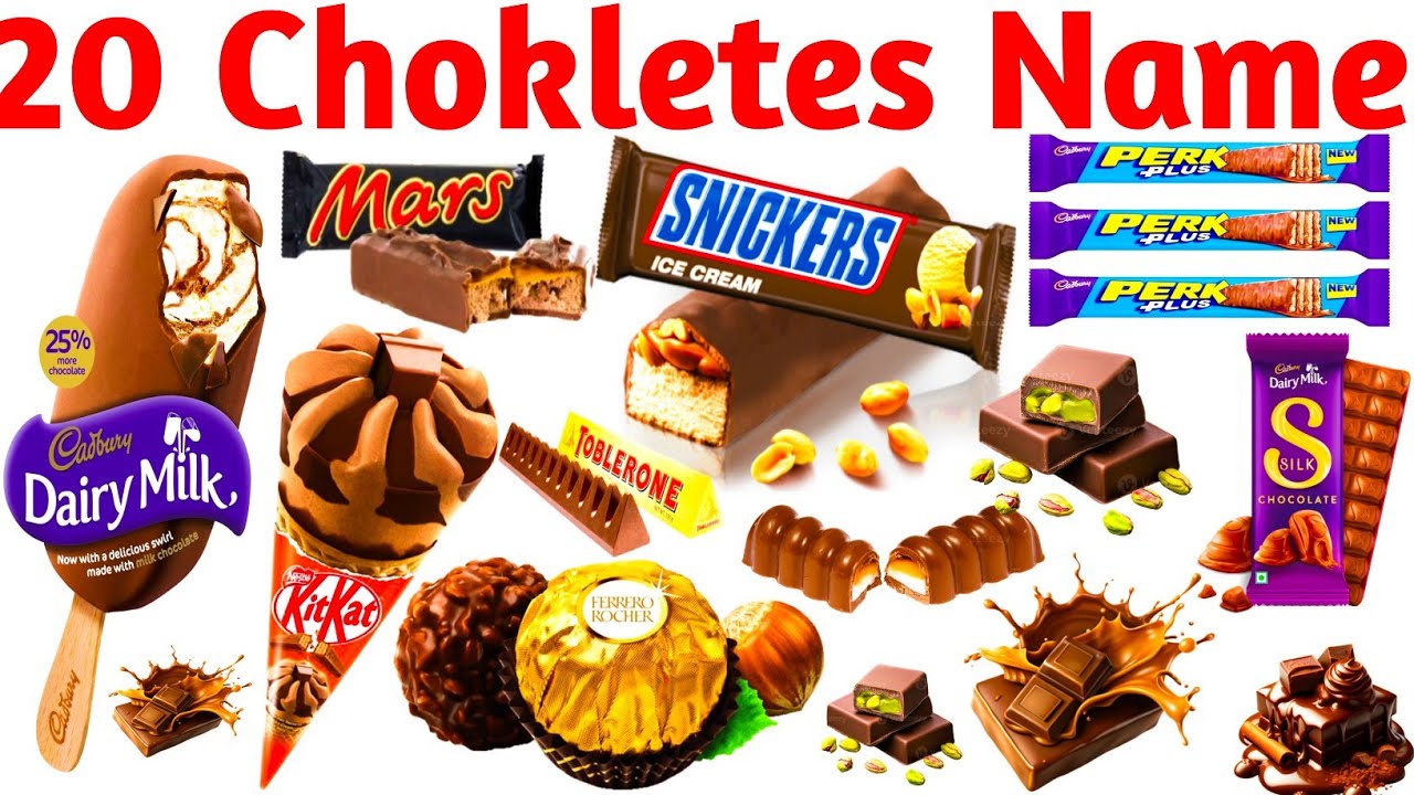 चॉकलेट || Chocolate name learning || kids | किड्स educational video ||हिंदी और इंग्लिश में सीखें || 