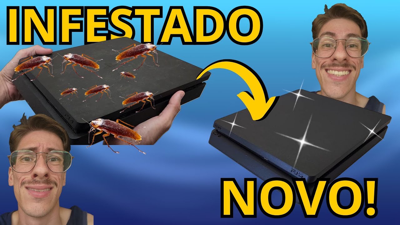 ACHEI UMA COLÔNIA DE INSETOS DENTRO DO PS4 SLIM! LIMPEZA COMPLETA!