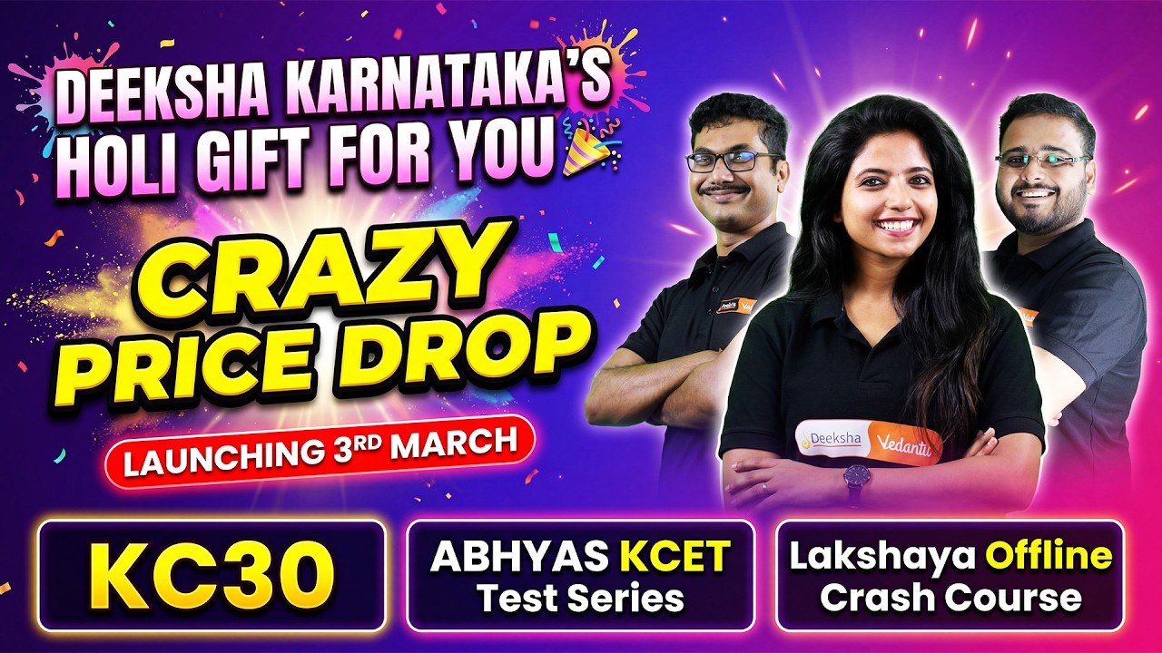 🎉 Holi Festive Price Drop on KC30, ABHYAS & Lakshaya KCET 2026 Courses! 🔥🚀