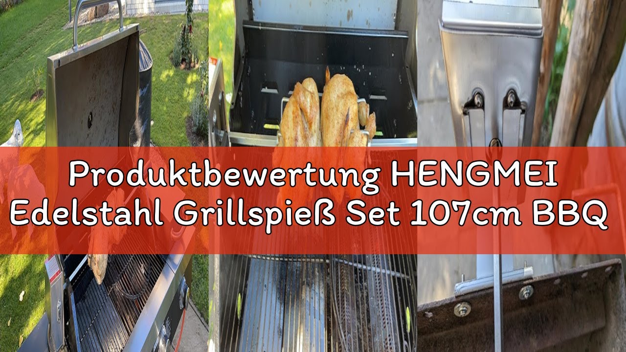 Produktbewertung HENGMEI Edelstahl Grillspieß Set 107cm BBQ Fleischklammer mit Motor inkl.4 x Fleisc