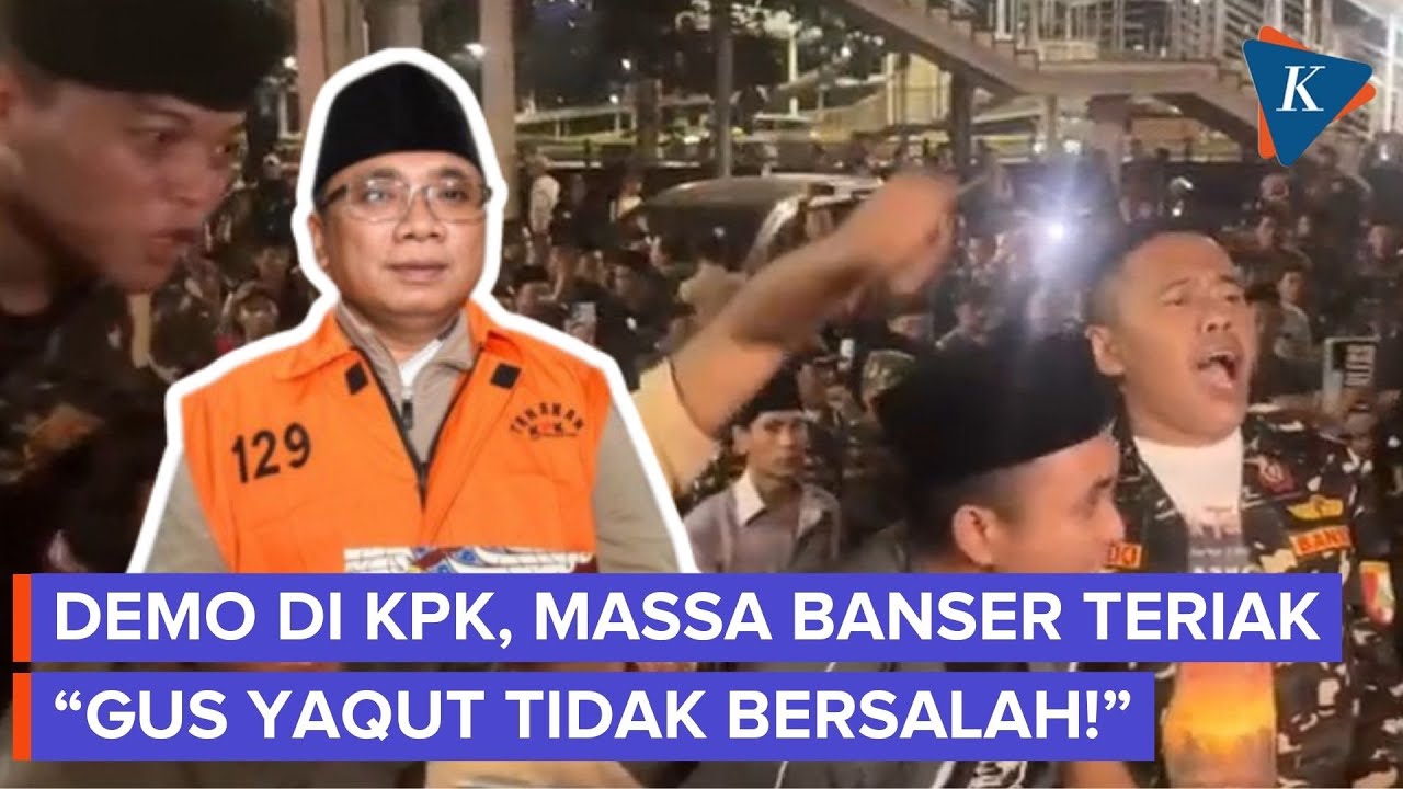 Lihat Yaqut Berompi Oranye KPK, Massa Banser Teriak 
