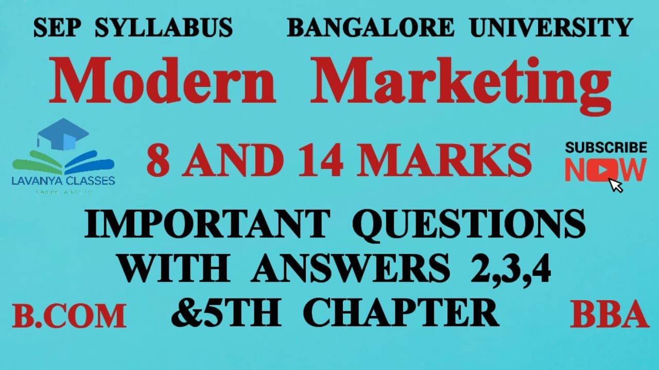 Modern marketing 8 and 14 marks important questions with answers 1st sem SEP SYLLABUS