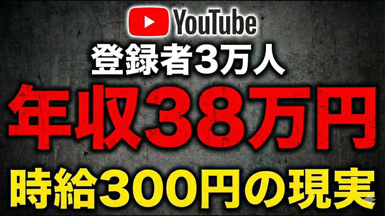 【YouTube収益1年分公開】登録者3万人で年収38万円。時給300円以下