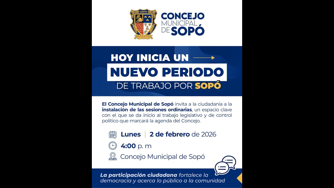 #ConcejoSopóEnVivo  Instalación Sesiones Ordinarias y Rendición de Cuentas Administración Municipal