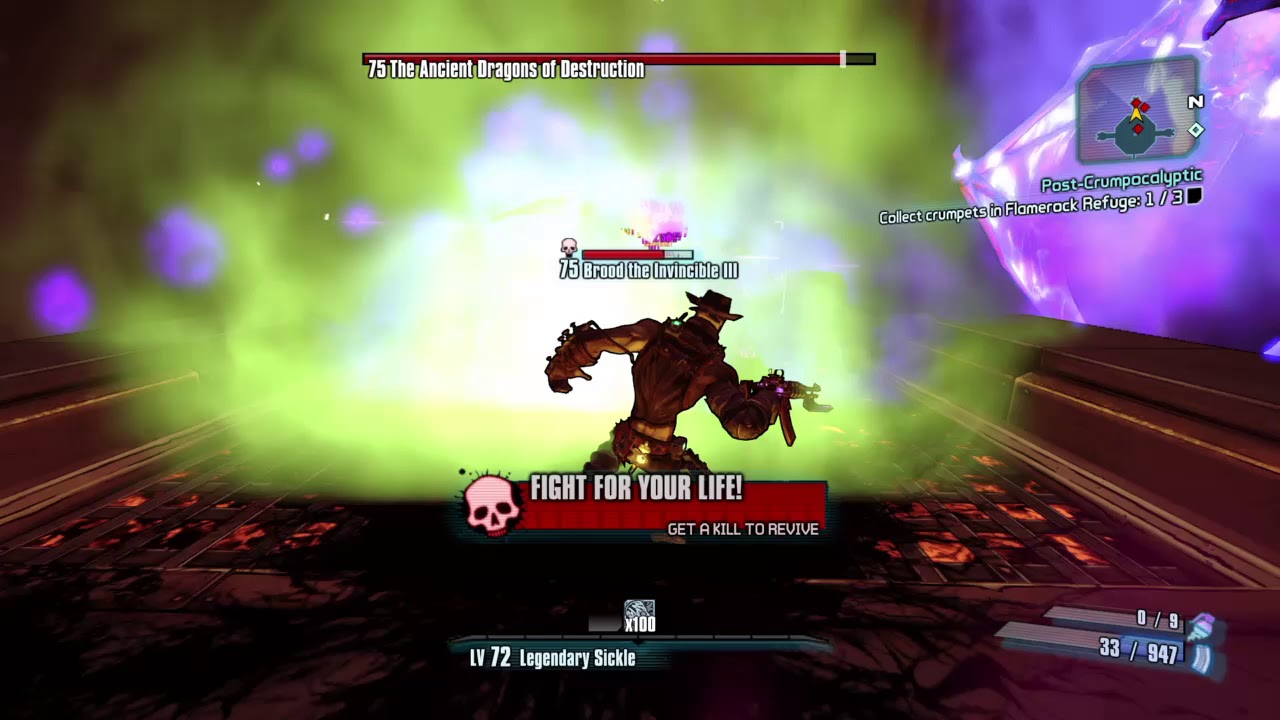 Borderlands 2 Bloodsplosion Krieg vs Ancient Dragons L72 29secs