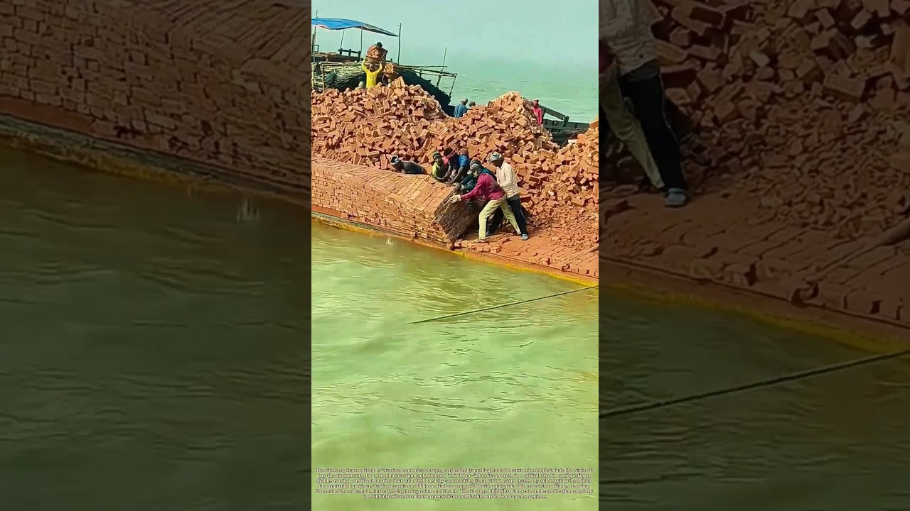 Stacking Bricks: How a River Barge Prepares a Flood Barrier Foundation