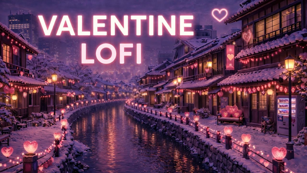 12 Hour Lofi Radio 💗 Cozy Romantic Beats for Study, Focus & Sleep | Valentine Winter Night