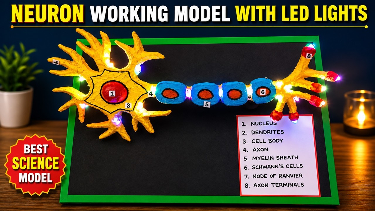 neuron working model(3d) with lights for science project exhibition - diy - biology | craftpiller