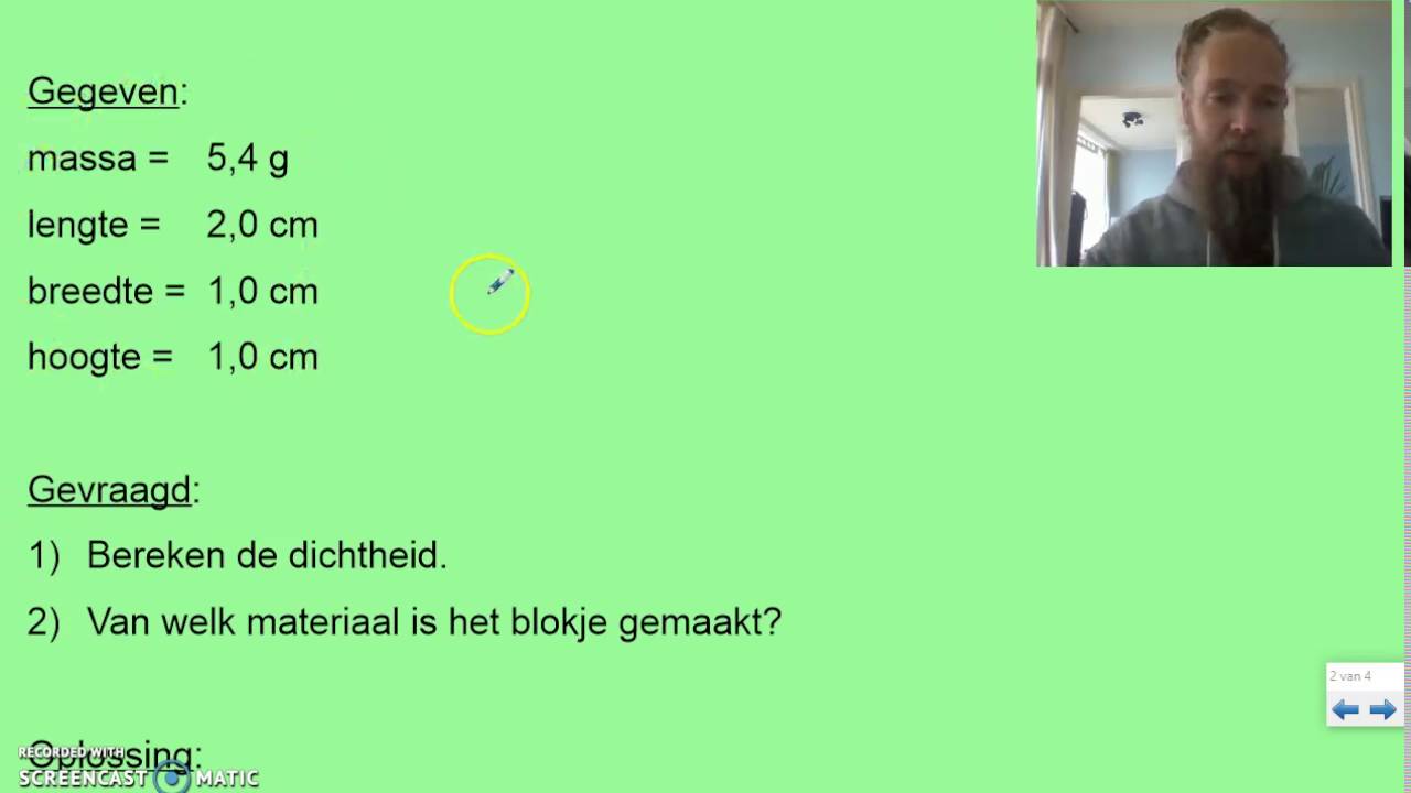 Filmpje 3: Dichtheid berekenen