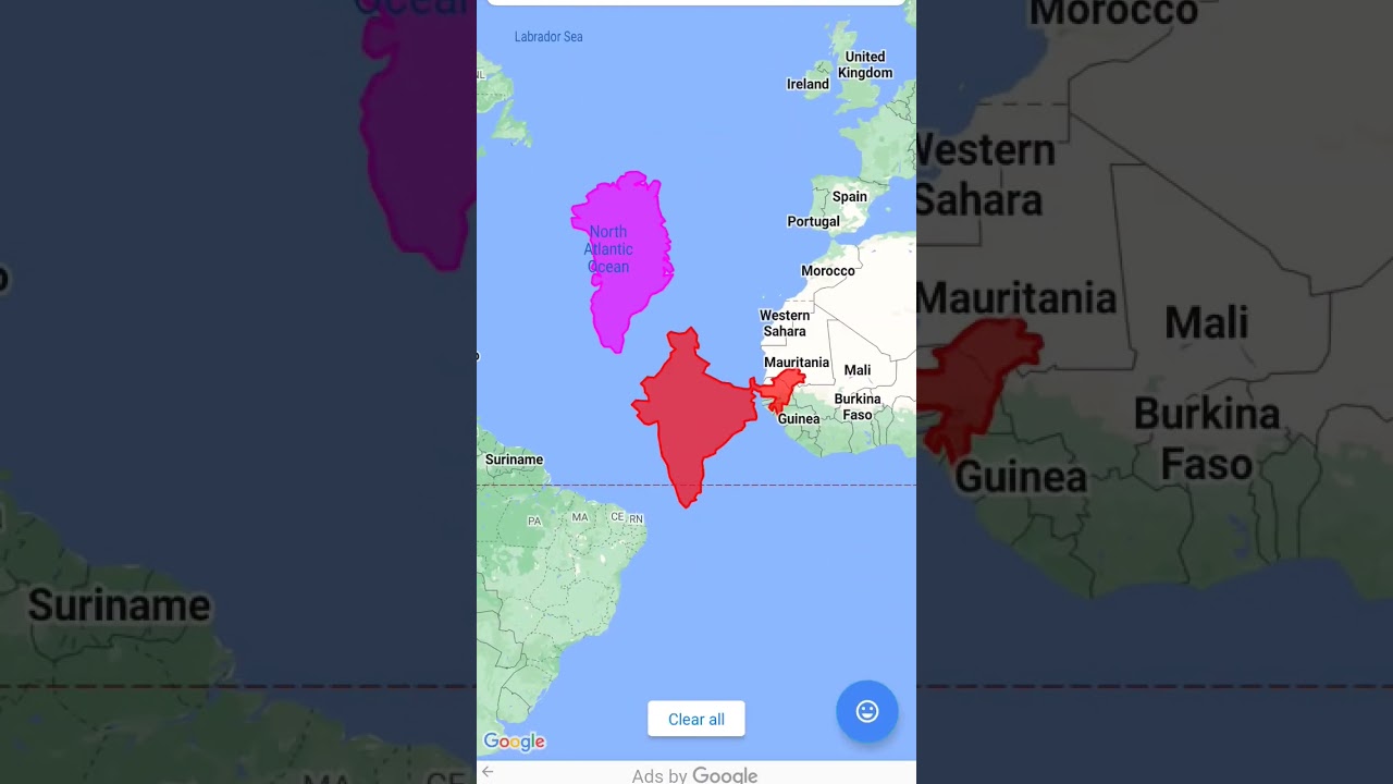 India vs Greenland size comparison #india #greenland #viral #real #map #mapping #geography #shorts